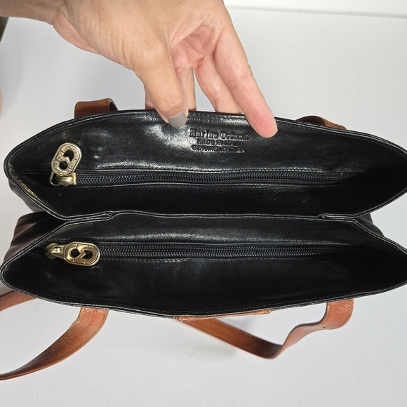 Marino Orlandi italien leather shoulder tote bag purse black and brown - Picture 14 of 16